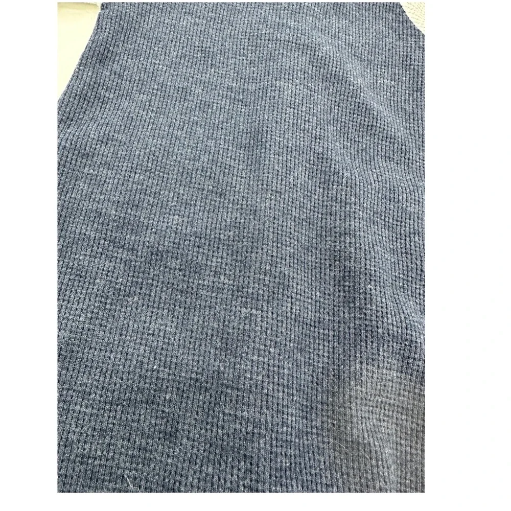 7 For All Mankind Footed Romper‎ Baby Boy Thermal Waffle Knit Navy Grey 0/3M